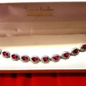 Sterling silver bracelet with red cz